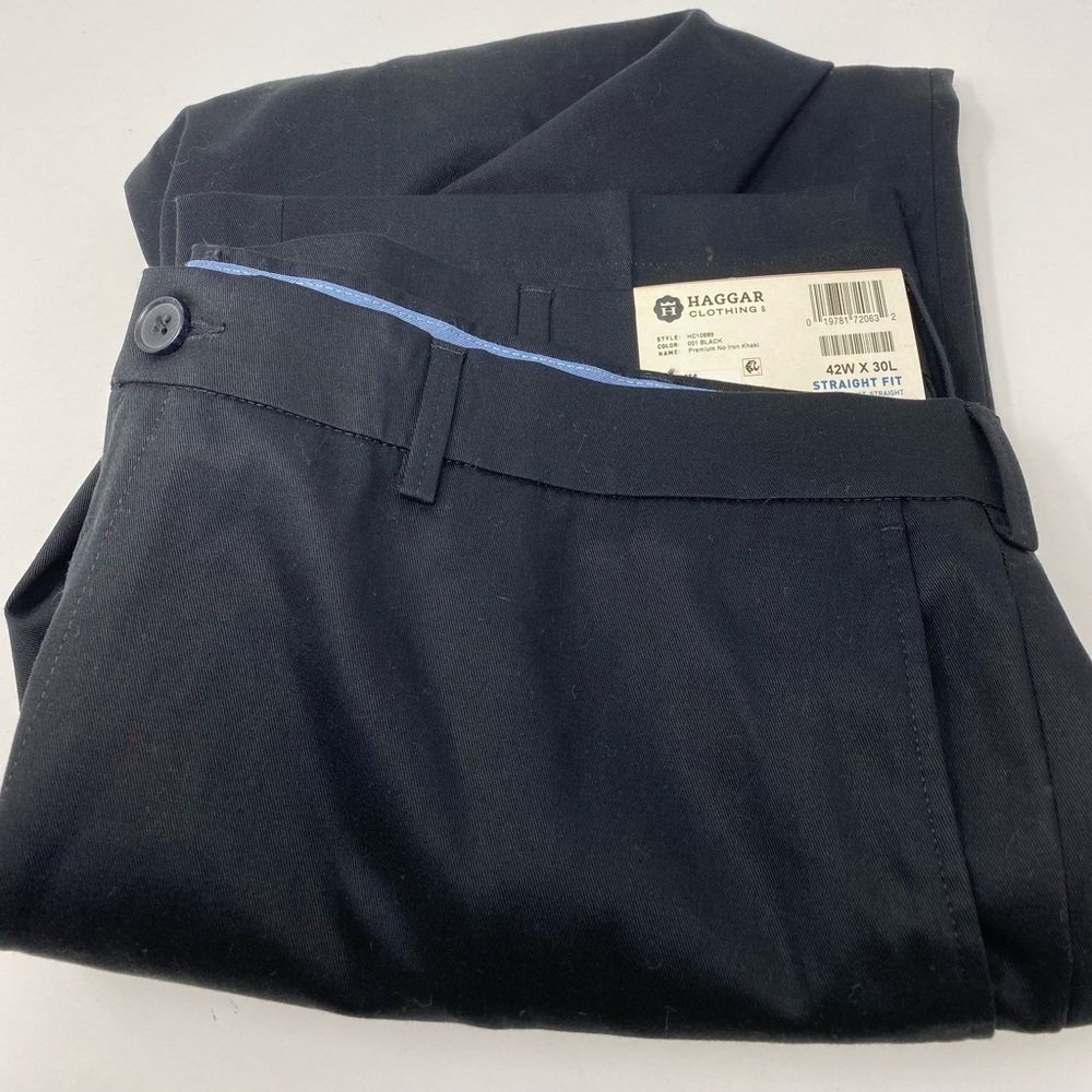 NEW - Men’s Premium No Iron Black Khaki Pants Size 42W x30L